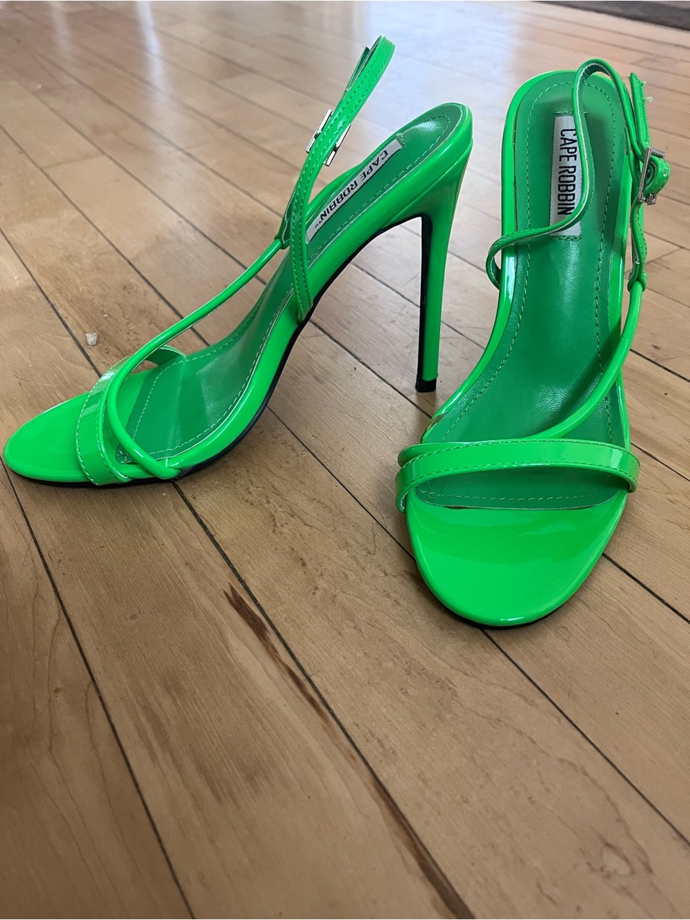 Cape Robbin Bright Green Patent Slingback Stiletto Heels